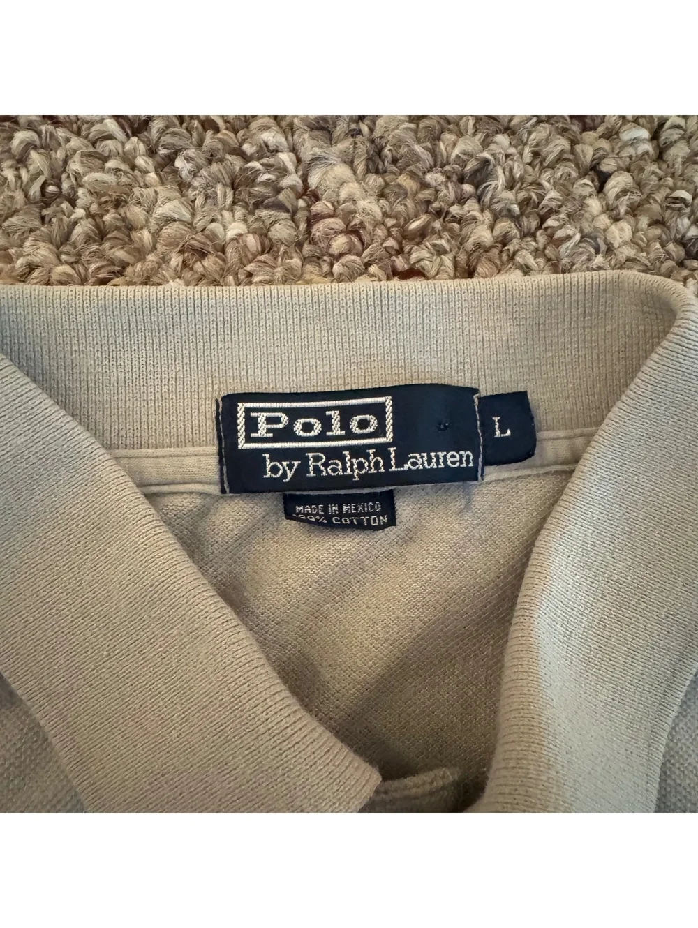 Polo by Ralph Lauren Beige Short Sleeve Polo Shirt Men’s Size L Droptail